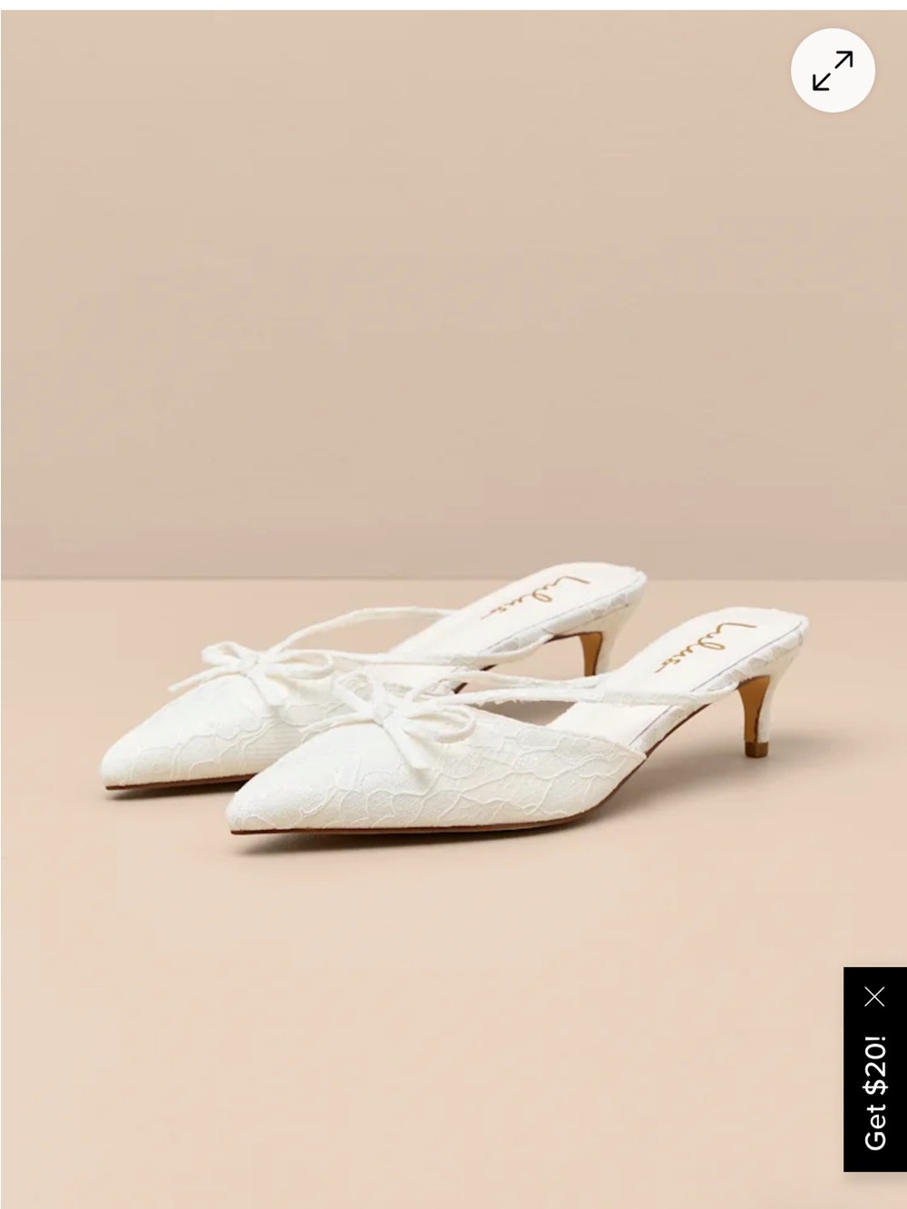 Lulu’s Sarita White Lace Pointed Toe Mule Pumps - Picture 2 of 5